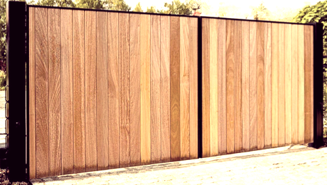 Stalen poort + padouk