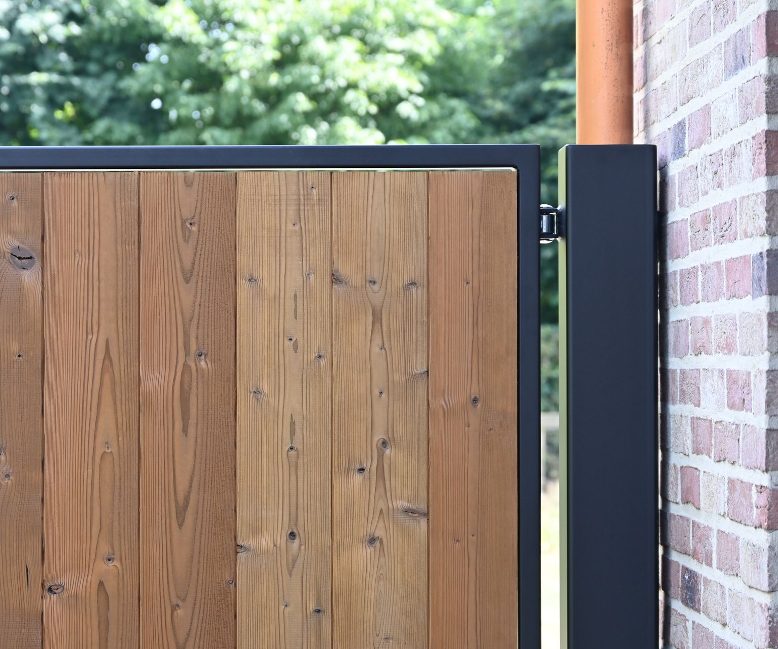 Metalen poort + thermowood
